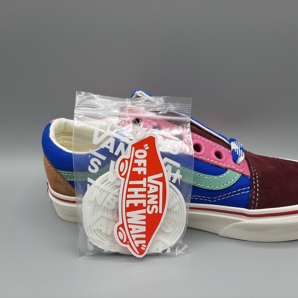 New Vans Old Skool Frayed Laces Port Royale Marshmallow Pink Blue Burgundy Suede - Picture 2 of 10